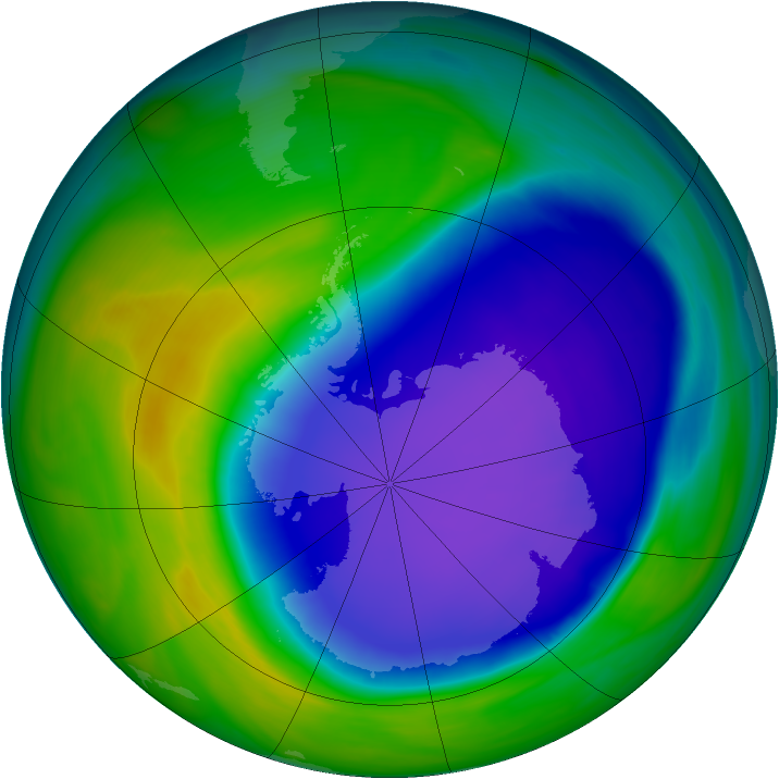 Antarctic ozone map for 25 October 2006